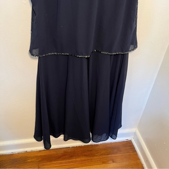 Vintage Anthony Richards Beaded Dance Dress Navy Blue - Picture 8 of 10